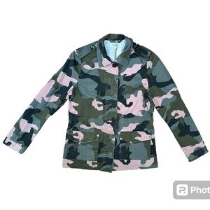 Charlotte Russe Women’s Small Pink and Green Camouflage Button Up Jacket